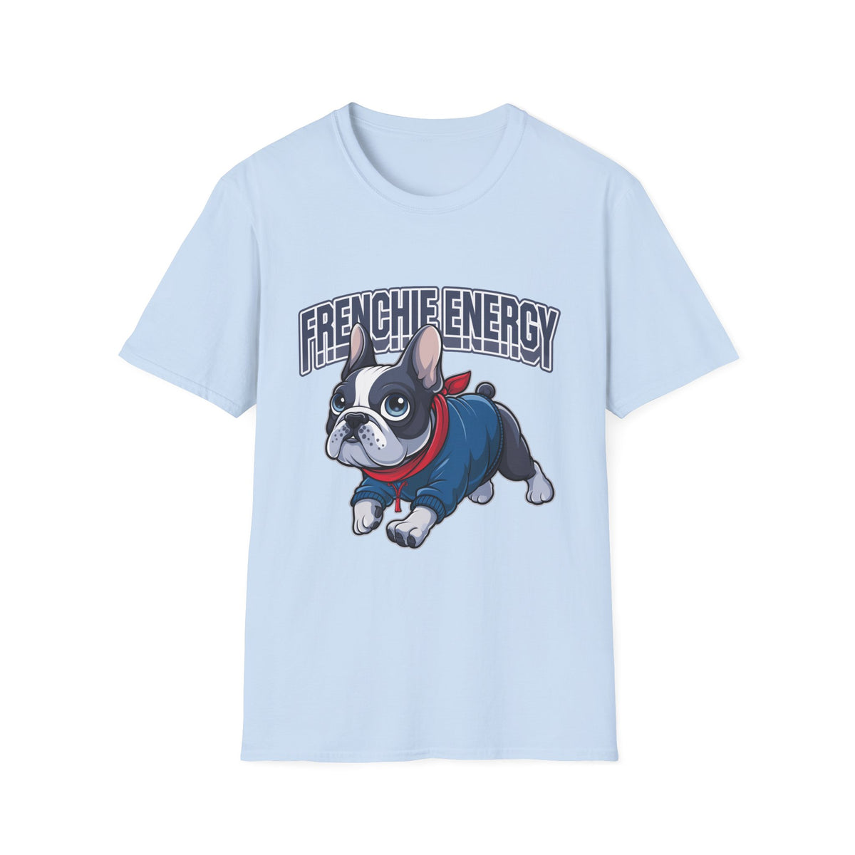 Frenchie Energy Unisex Softstyle T-Shirt, Cute Dog T-Shirt, Pet Lover Gift, Fun Graphic Tee, Birthday Gift for Dog Owners